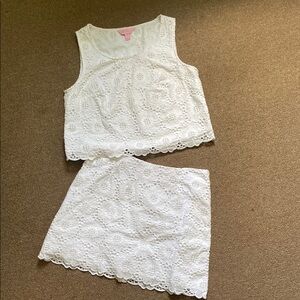 Lilly Pulitzer White Sleeveless Scoop Neck And Skirt
